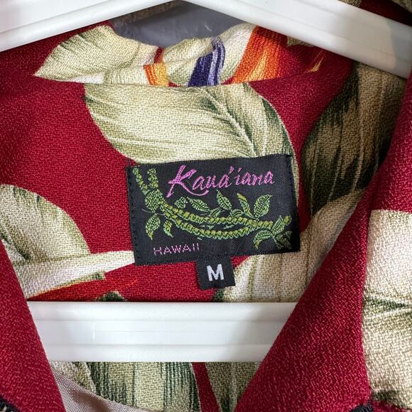 Vintage Kaua'iana Hawaii Size Medium Jacket Outerwear Coat Cotton Black Floral - Picture 2 of 8